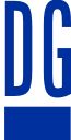 Blaues Logo mit den Buchstaben "DG" über einem blauen Balken auf weißem Hintergrund.