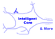 Blaues neuronales Netz mit den Wörtern "Intelligent Core & More" in der Mitte.