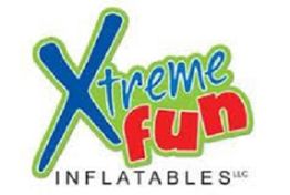 Colorful "Xtreme Fun Inflatables LLC" logo with playful fonts and green, blue, and red text.