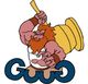Un guerriero muscoloso con martello gigante sopra la scritta "GUUG".