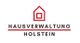 Logo mit rotem Haus-Symbol und Text "Hausverwaltung Holstein" darunter.