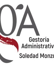 Logo de Gestoría Administrativa Soledad Monzón, letras "OA" con diseño en rojo y gris.