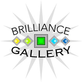 Logo of Brilliance Gallery with colorful diamond shapes and a starburst background.