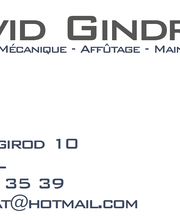 Visitenkarte mit Kontaktinformationen und Dienstleistungsbeschreibung von David Gindrat.