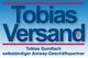 Tobias Versand Logo, selbstständiger Amway-Geschäftspartner, mit blauem Hintergrund.