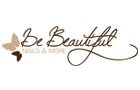 Logo mit Schriftzug "Be Beautiful NAILS & MORE" und zwei braunen Schmetterlingen links.