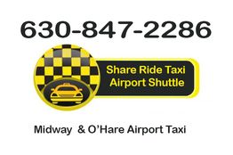 Taxi and shuttle service for Midway & O'Hare Airports. Call 630-847-2286 for share rides.