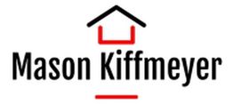 Logo with text "Mason Kiffmeyer" under a stylized red and black house roof design.