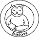 Meditierende Katze in einem Kreis mit dem Wort "katori" darunter.