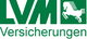 Logo von LVM Versicherungen mit stilisiertem Pferd auf grünem Hintergrund.