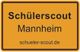 Gelbes Schild mit der Aufschrift: "Schülerscout Mannheim, schueler-scout.de".