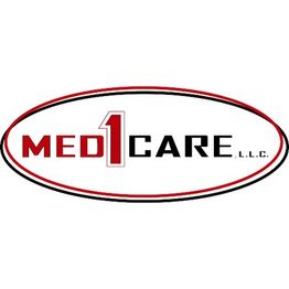 Logo of Med1Care L.L.C. with "1" in red inside an oval frame.