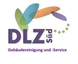 Logo mit buntem Design, Text: "DLZ Süd, Gebäudereinigung und -Service".