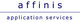 Logo mit dem Text "affinis application services" in dunkelblauer Schrift auf weißem Hintergrund.