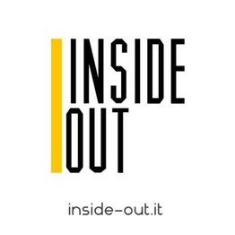 Logo con testo "INSIDE OUT" in nero e giallo. Sito web: inside-out.it.