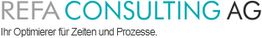 Logo der REFA Consulting AG mit Slogan: "Ihr Optimierer für Zeiten und Prozesse."