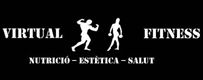 Logotipo de Virtual Fitness con siluetas de culturista y persona con pesa. Texto: Nutrició, Estètica, Salut.