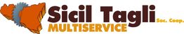 Logo di Sicil Tagli Multiservice con mappa della Sicilia e sega circolare.
