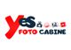 Logo com texto "Yes Foto Cabine" e ícones de câmera, impressora e fotos. Fundo branco.