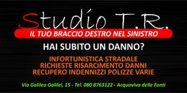 La pubblicità di Studio T.R. offre servizi di risarcimento danni e consulenza legale.