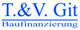 Logo mit blauem Text: T.&V. Git, Baufinanzierung.