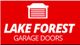 Red logo for "Lake Forest Garage Doors" with a white garage icon above the text.