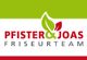Grünes und rotes Logo mit Blättern und Text: "Pfister & Joas Friseurteam".