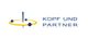 Logo mit gelbem Kreis und blauen Punkten, daneben der Text „Kopf und Partner“.