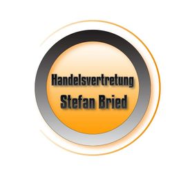 Rundes Logo: "Handelsvertretung Stefan Bried" auf orangefarbenem Hintergrund.