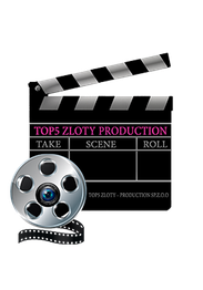 Filmklappe mit der Aufschrift "TOP5 ZLOTY PRODUCTION" und einer Filmrolle darunter.