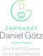 Logo Zahnarzt Daniel Götz mit Zahn-Icon; Text: Ihre Wohlfühlpraxis für die ganze Familie.