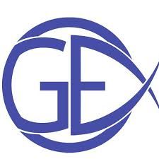 Blue stylized fish logo with letters "GE" inside, representing a Christian or faith-based symbol.