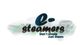 Logo mit dem Text: "e-steamers" und "Don't smoke, Just Steam" vor einem bunten Hintergrund.