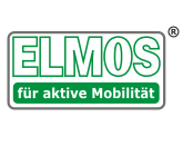 Logo mit Text "ELMOS für aktive Mobilität" in Grün und Weiß, umrandet von dünnem grauen Rahmen.