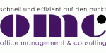 Logo von OMC mit Slogan "schnell und effizient auf den Punkt" in Lila.