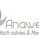 Logo van Anawenta, juridische dienstverlening en mediation, met abstracte vormen in roze en grijs.