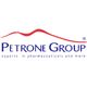 Logo di "Petrone Group" con una linea ondulata rossa sopra il testo.