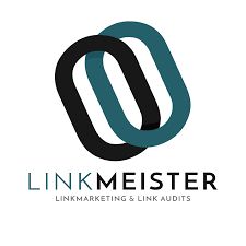 Logo mit zwei verbundenen Kettengliedern und der Aufschrift "Linkmeister: Linkmarketing & Audits".