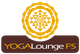 Logo der "YOGALounge FS" mit goldener Mandala und braunem Hintergrund.