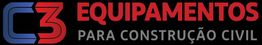 Logotipo da C3 Equipamentos para Construção Civil, em preto, vermelho e azul.