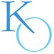 Blue letter "K" next to a blue circle, both on a white background.