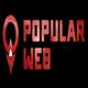 Red "Popular Web" logo with an arrow-like symbol on a black background.