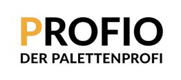 Schwarzer Schriftzug "PROFIO", "P" orange. Darunter "DER PALETTENPROFI".