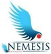 Logo con un'aquila blu sopra la scritta "Nemesis" e una piccola scritta "Meditazione" in basso.