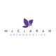 Purple butterfly logo with text: "McClaran Orthodontics" on a white background.