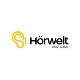 Logo mit gelbem Ohr und Text "Hörwelt Jana Ritter" in schwarzer Schrift.