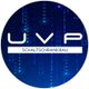 Logo mit Text "UVP Schaltschrankbau" auf blauem digitalem Hintergrund.