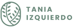 Logotipo verde: símbolo de hojas redondeadas junto al texto "Tania Izquierdo".