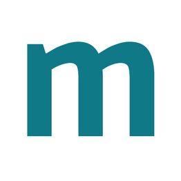 Blaues „m“ in serifenloser Schrift auf weißem Hintergrund.