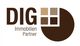 Logo: "DIG Immobilien Partner" mit braunen Quadraten und Kreissegment.